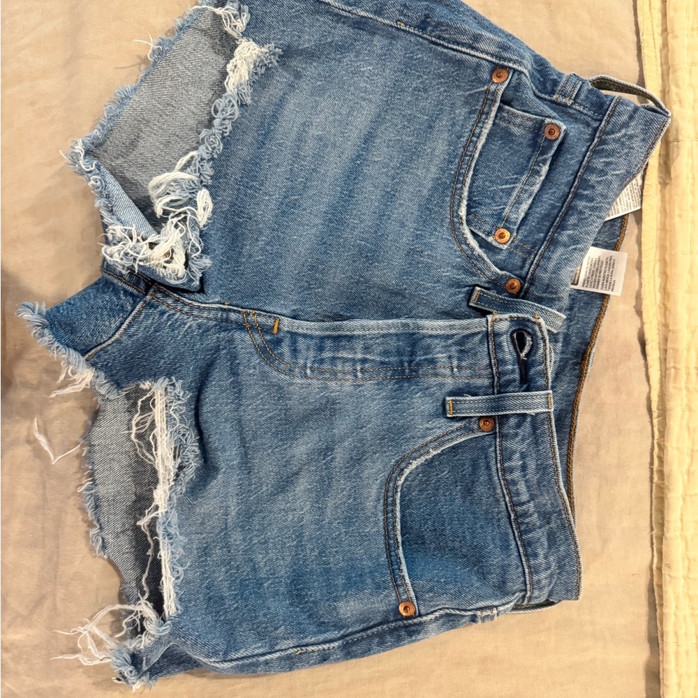 Levi's Classic Blue Frayed Jean Shorts
